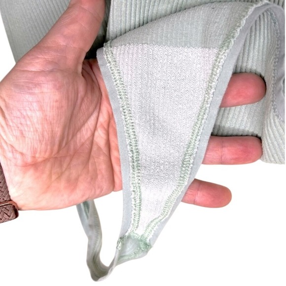 Urban Outfitters Sage Green Ribbed Bodysuit M/L Thong Stretch Hook Front EUC - Picture 5 of 7